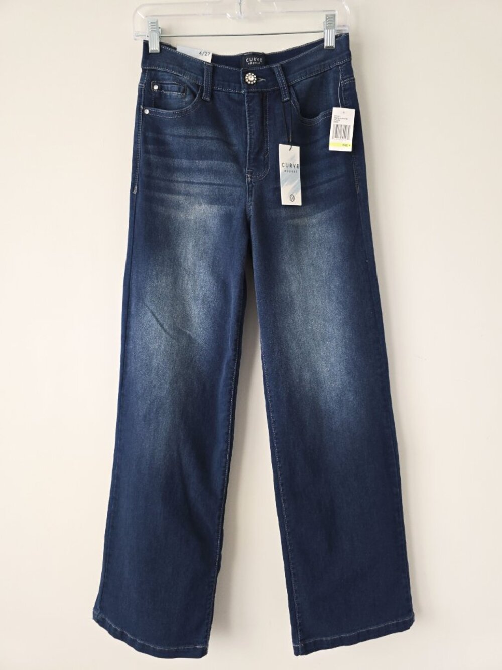 Curve Appeal High Rise Wide Leg Jeans Dark Wash Size 27 NWT